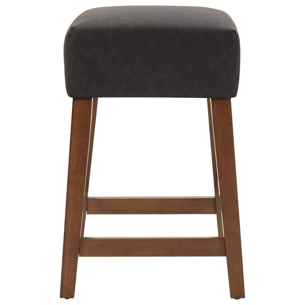 Valor Living Roscoe 26" Backless Counter Stool with Black Upholstery in Cherry, , large