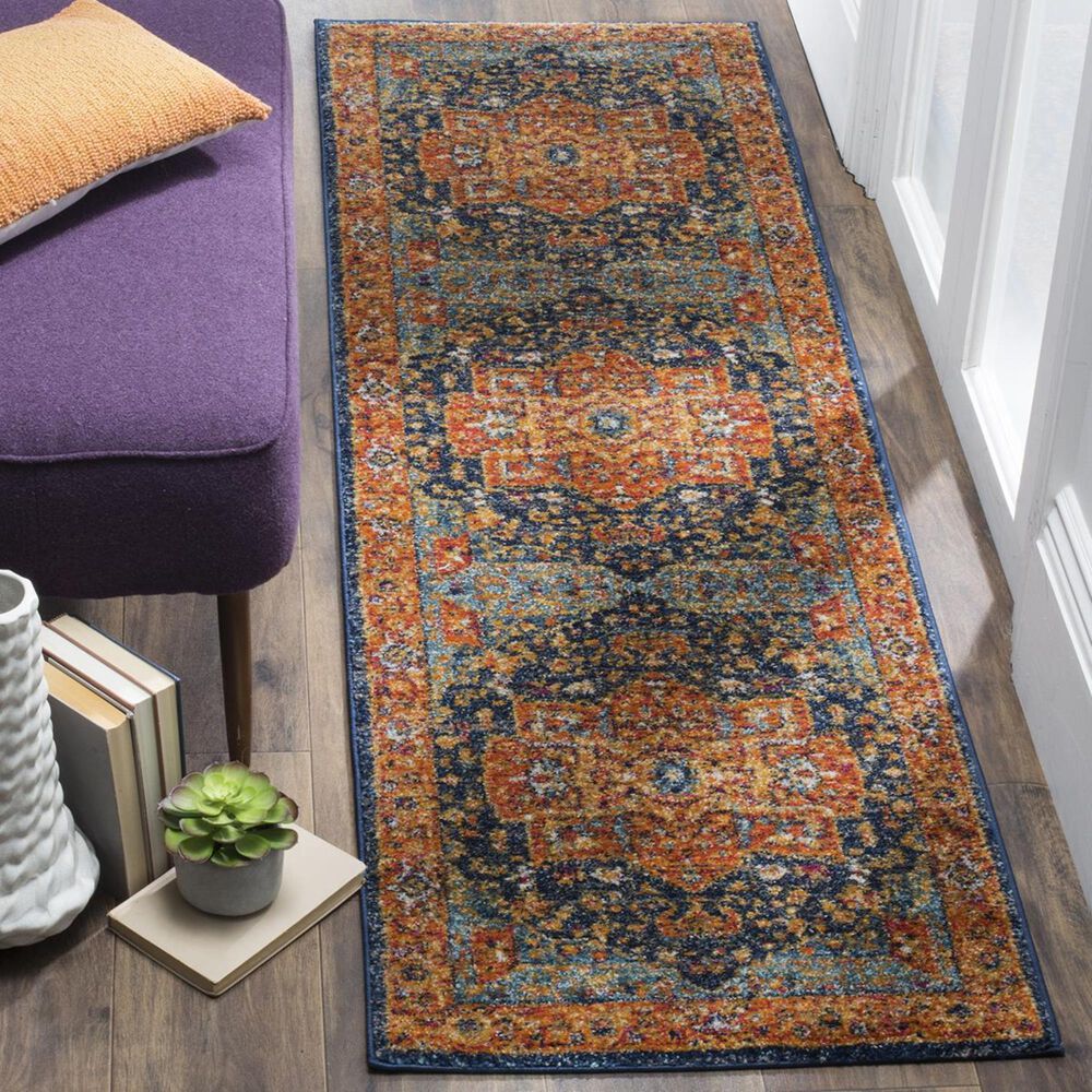 Safavieh Evoke EVK275C 2"2" x 5" Blue and Orange Runner, , large