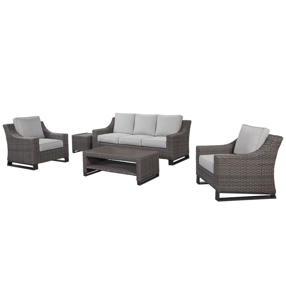 Plank and Hide Addison 5-Piece Conversation Set in Textured Grey/Smoke, , large