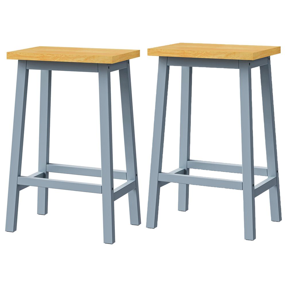 HOMLUX 25.6" Counter Stool in Light Brown and Grey Blue (Set of 2), , large