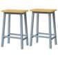 HOMLUX 25.6" Counter Stool in Light Brown and Grey Blue (Set of 2), , large
