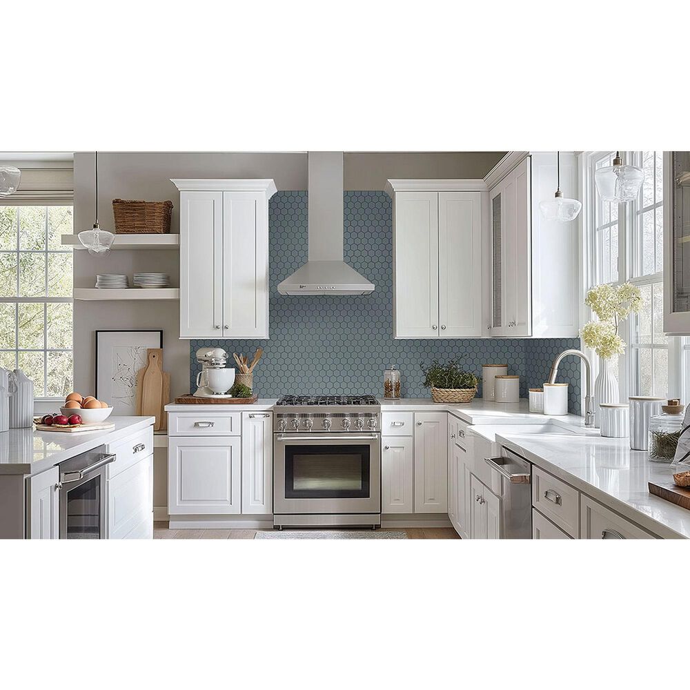 MS International Cielo Azul 1.5" x 1.15" Hexagon on 11" x 10" Porcelain Mosaic Sheet, , large