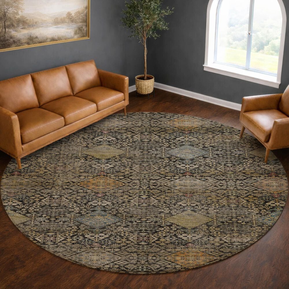 Dalyn Rug Company Aristo AR1 Black 8' Round Area Rug, , large