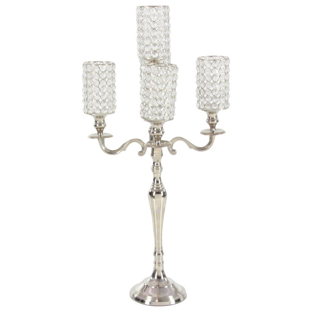 Maple and Jade 15&quot; x 29&quot; Hurricane Lamp in Silver, , large