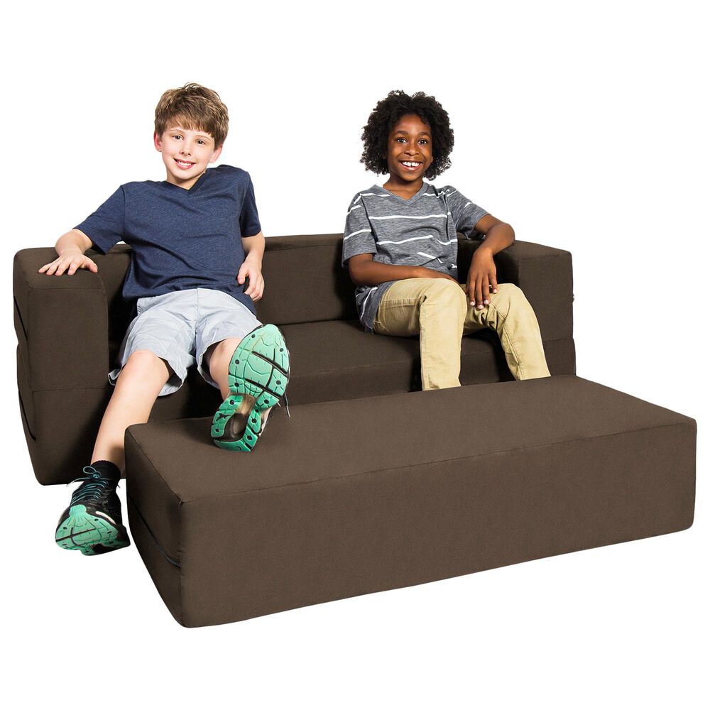 Jaxx Zipline Big Kids Modular Sofa &amp; Ottoman in Chocolate, , large
