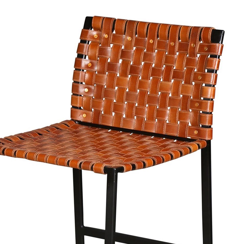 Porter Design Veracruz Counter Stool in Black Finish and Warm Camel Top Grain Leather, , large