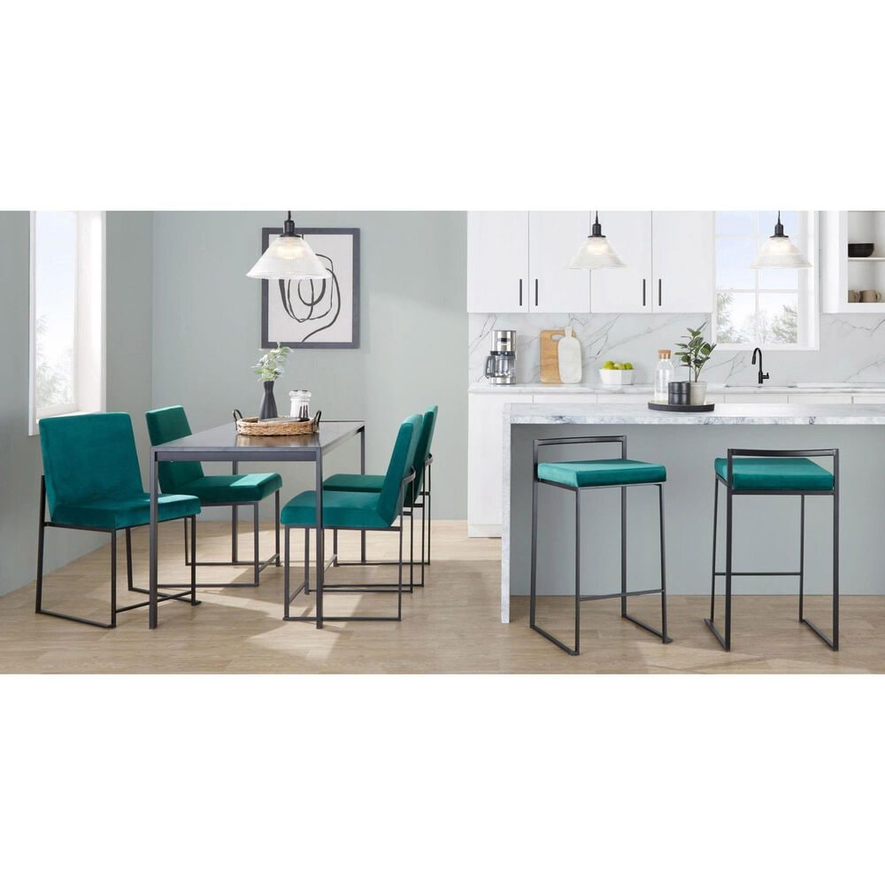 LumiSource Fuji Side Chair with Green Cushion in Black (Set of 2), , large