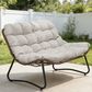 Hearth and Haven Outdoor Glider Loveseat with Cushion and Brown Wicker in Gray, , large