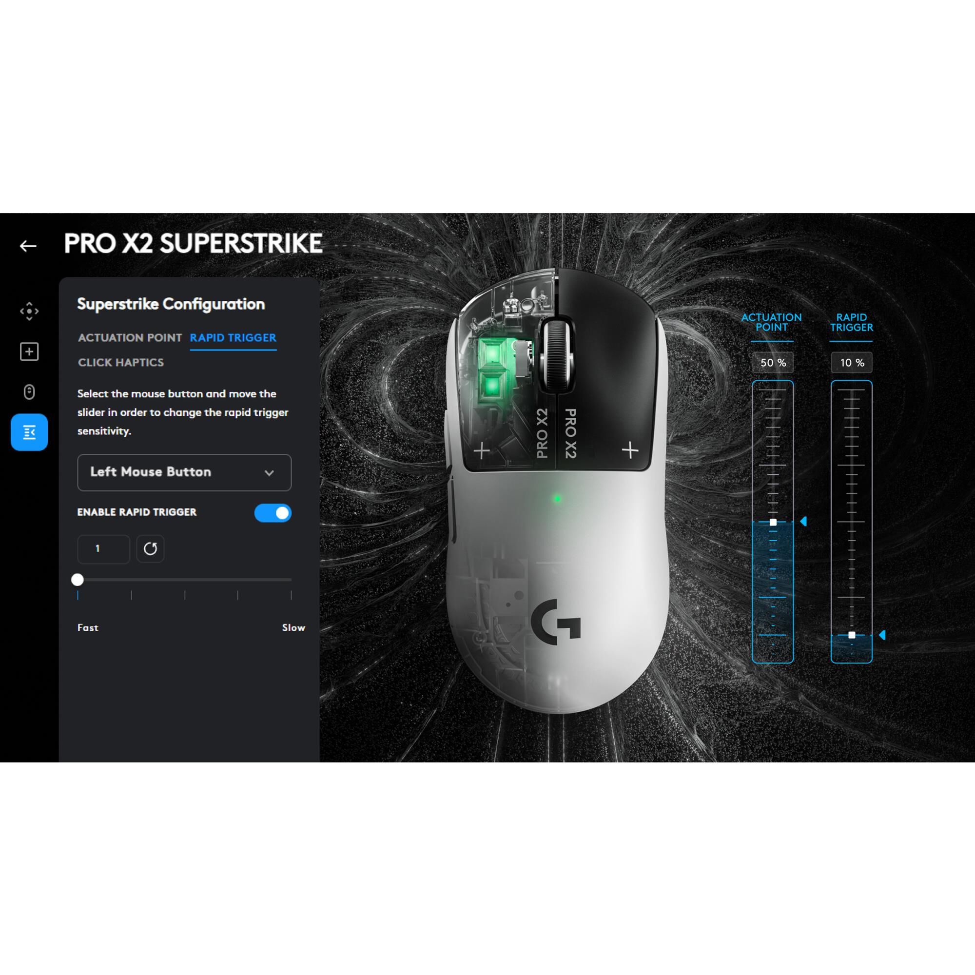 Logitech Pro X2 Superstrike Lightspeed Wireless Gaming Mouse in