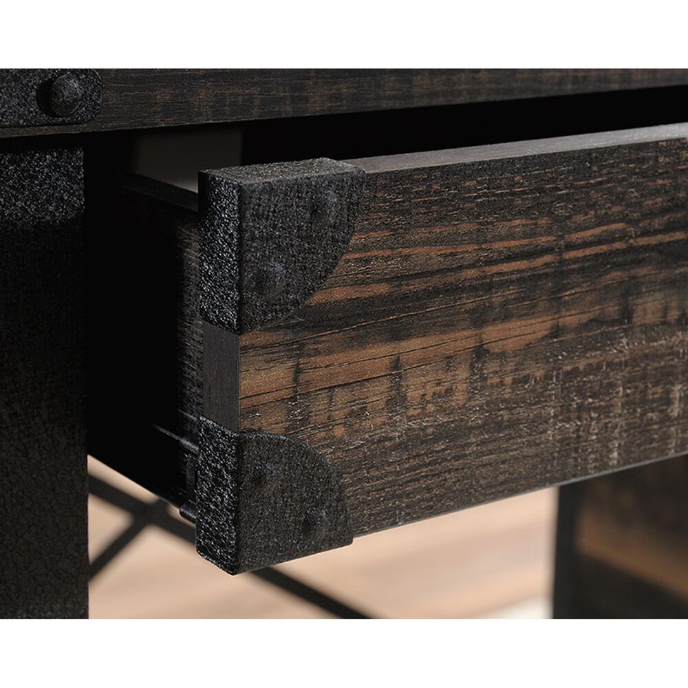 Sauder Steel River Desk in Carbon Oak and Black, , large