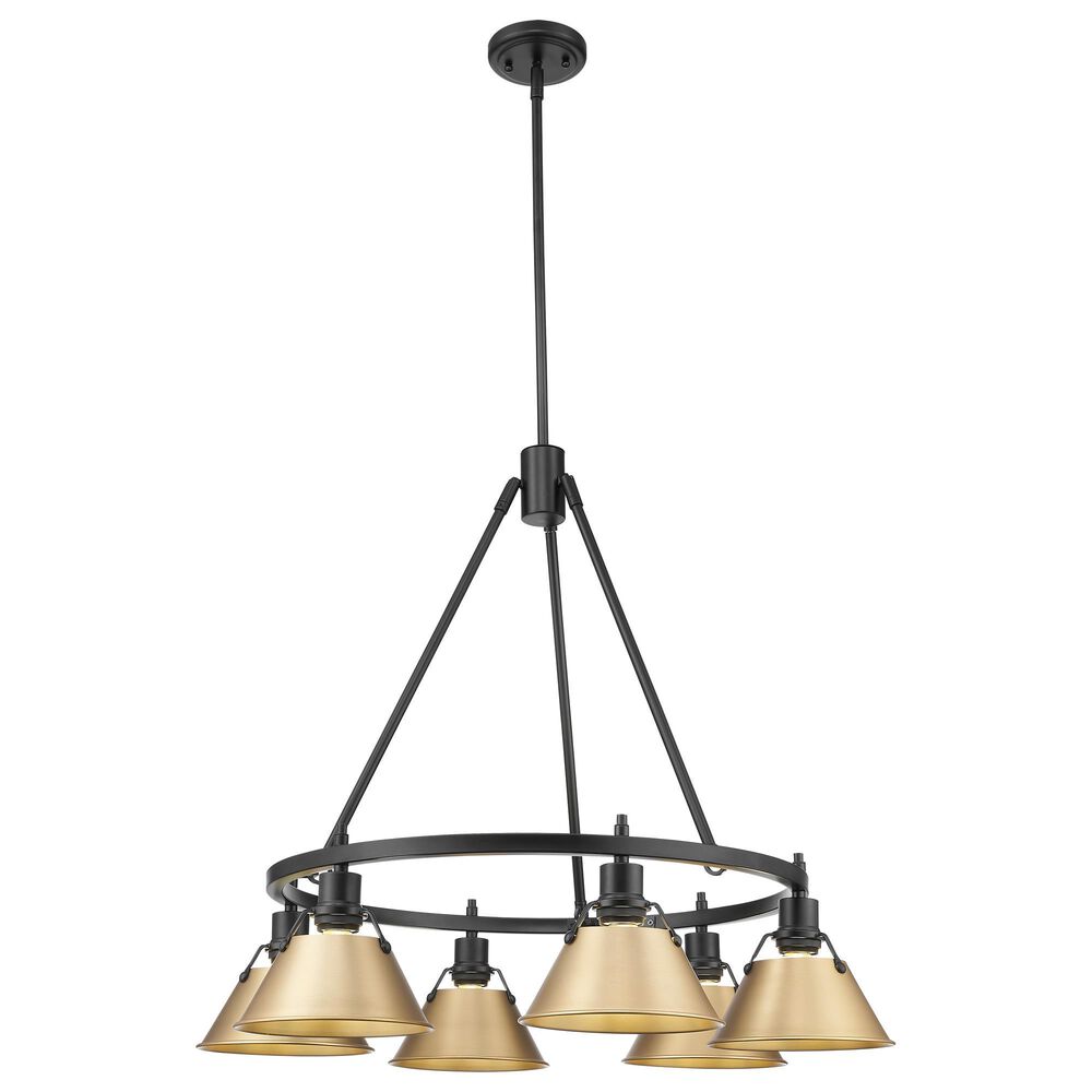 Golden Lighting Orwell 6-Light Chandelier with Brushed Champagne Bronze Shade in Matte Black, , large