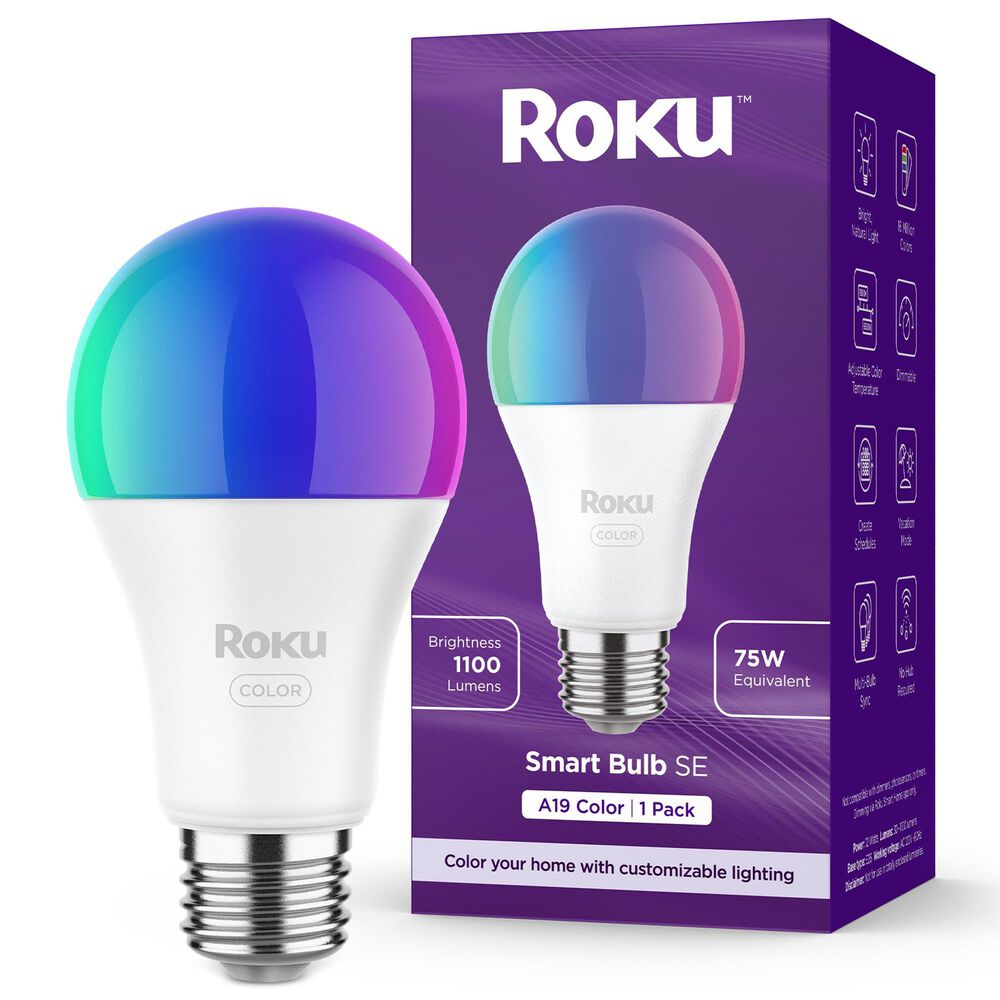 Roku 12-Watt Smart Light Bulb SE Dimmable A19 in Multicolor, , large