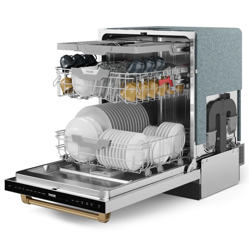 THOR KITCHEN Gordon Ramsay 24&quot; Built-In Dishwasher with Bronze Handle Kit in Stainless Steel, , large