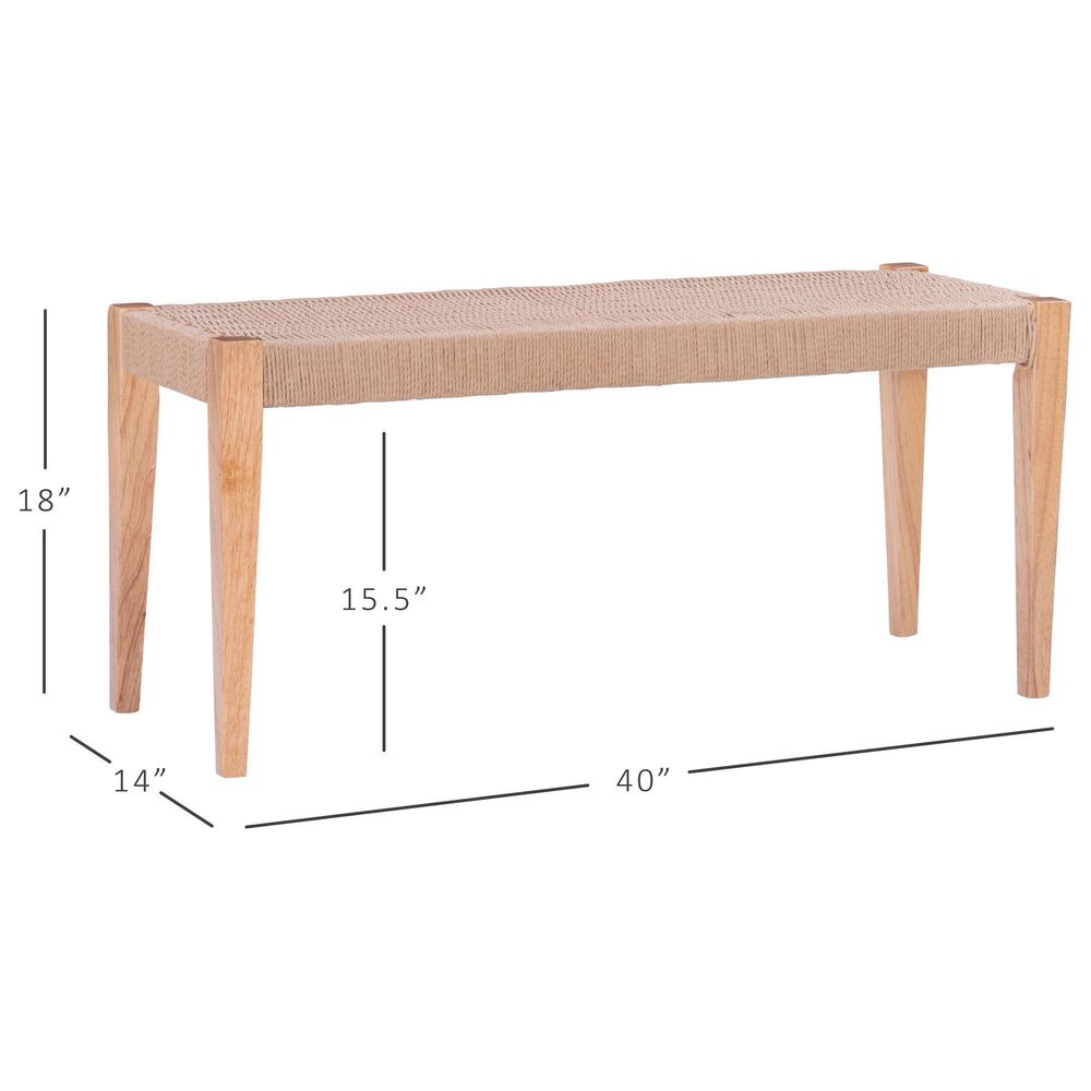 Linon Home Decor Cadence Bench with Woven Rope Seat in Natural, , large