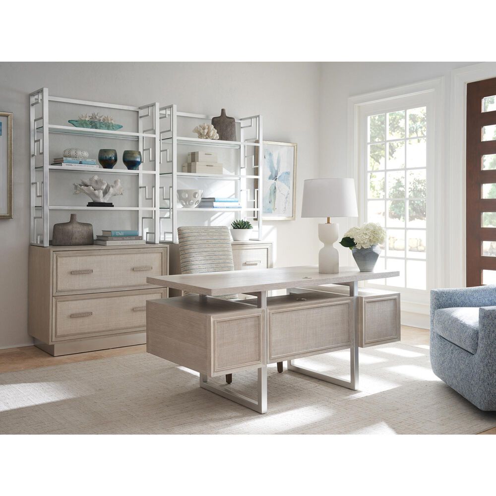 Lexington Home Brands Evanston Writing Desk in Misty White and Silver, , large