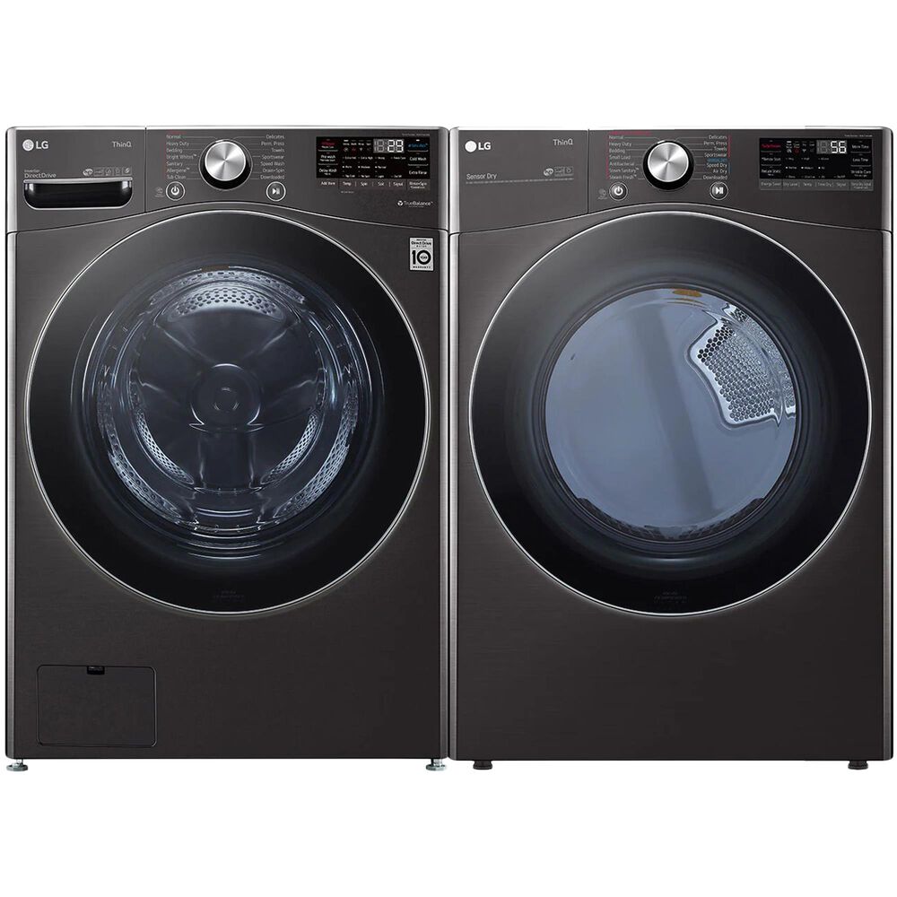 LG 5.0 Cu. Ft. Front Load Washer and 7.4 Cu. Ft. Gas Dryer with TurboWash 360 Laundry Pair in Black Steel, , large