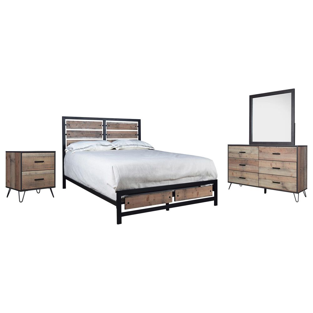 New Heritage Design Elk River 4-Piece Queen Bedroom Set in Rustic Brown and Black, , large