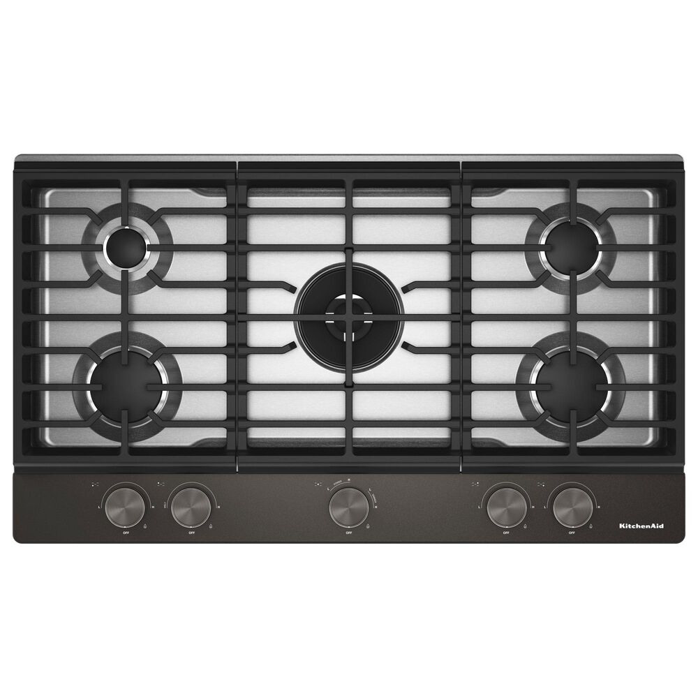 KitchenAid 36" Gas Cooktop with Backlit Knobs and Griddle in Black Ore, , large