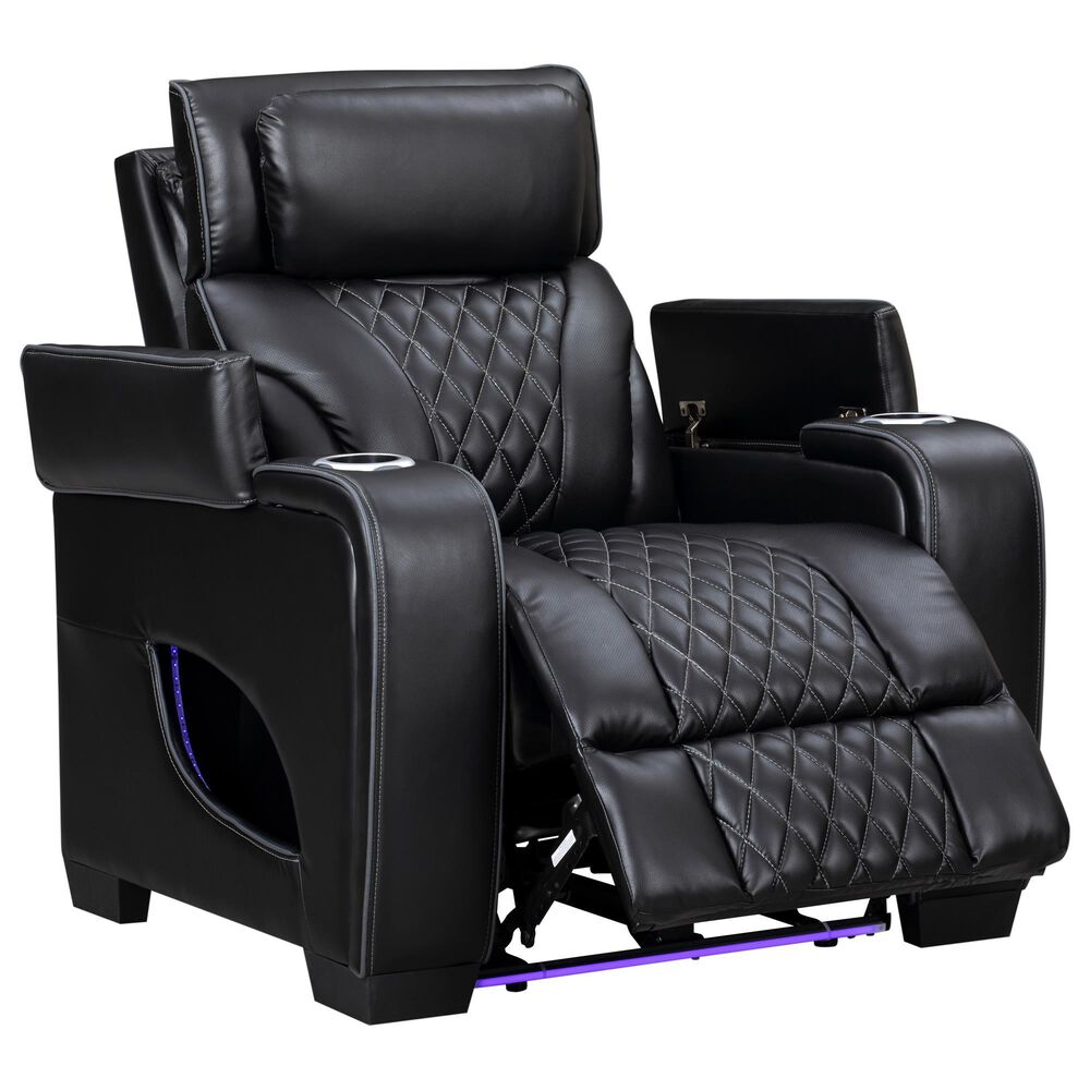 Titanic Furniture All Star Power Recliner with Power Headrest in Black, , large