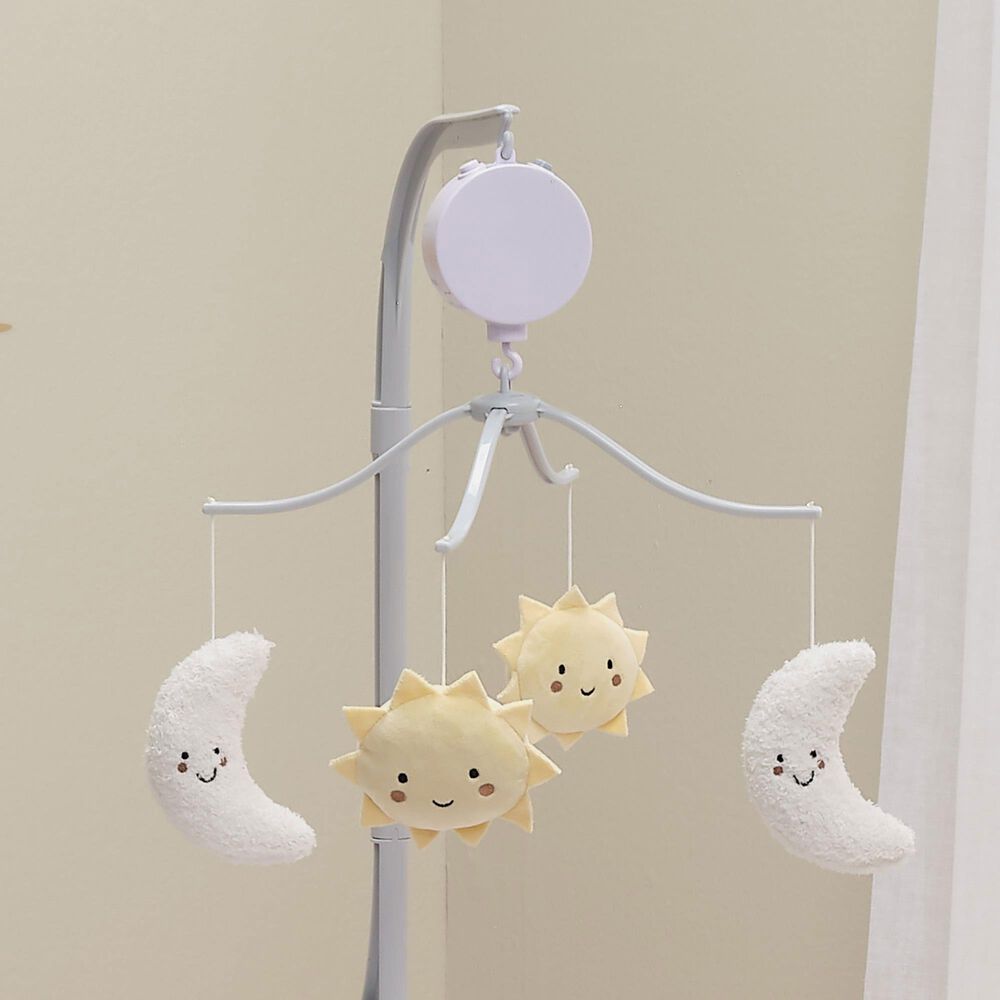 Lambs and Ivy Little Star Musical Baby Crib Mobile Soother Toy in Gray, Soft White and Creamy Yellow, , large