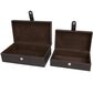Maple and Jade 10" 2-Piece Handmade Storage Decorative Box Set in Dark Brown, , large