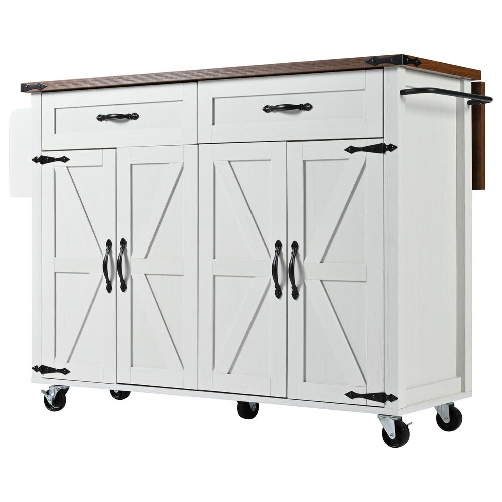 HOMLUX 53.5''Farmhouse Kitchen Island in White, , large