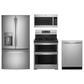 GE Profile 4pc Kitchen Package with Refrigerator, Microwave, Range, Dishwasher in Stainless Steel, , large