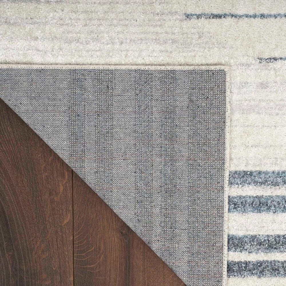 Nourison Astra Machine Washable ASW04 4&#39; x 6&#39; Ivory and Blue Area Rug, , large
