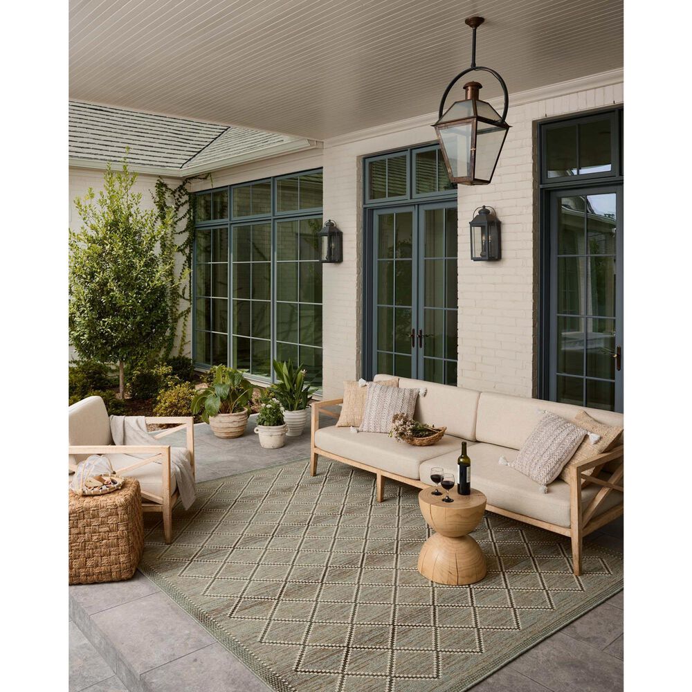 Loloi Saylor Stone and Ivory 5' x 7'7" Indoor/Outdoor Area Rug, , large