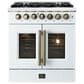 Forno Galiano 30" Freestanding French Door Dual Fuel Range in White, , large
