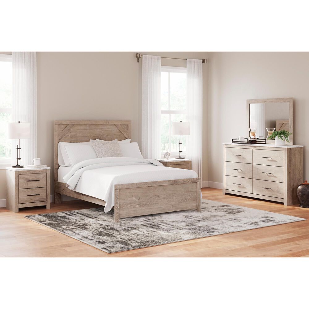 Ashley Senniberg 4-Piece Full Panel Bed Set in Light Brown and White, , large