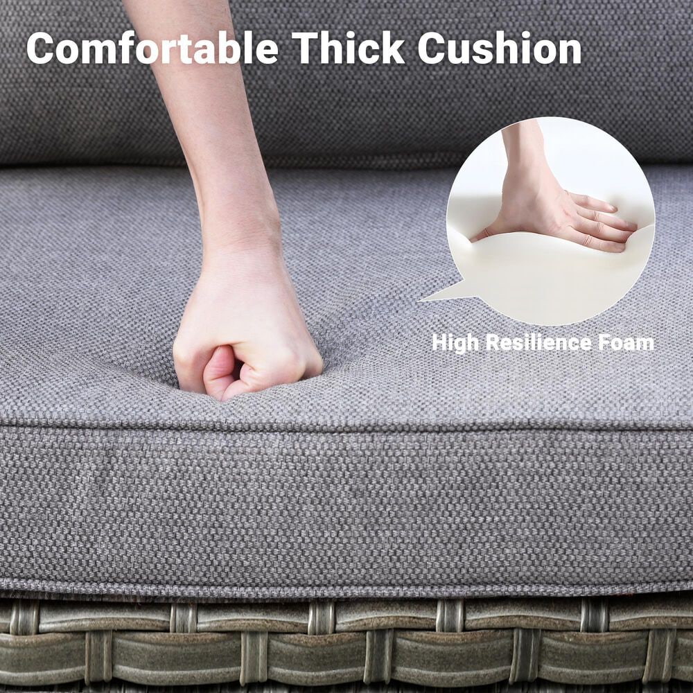 HOMLUX 3-Piece 77" Patio Sofa and Ottoman Set in Dark Grey, , large