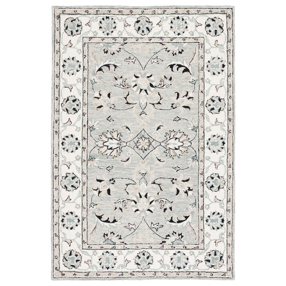Safavieh Micro-Loop MLP384F 4" x 6" Gray and Ivory Area Rug, , large