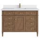 James Martin Brittany 48" Single Bathroom Vanity in Pecan with Single Hole 3 cm White Zeus Silestone Top and Rectangular Sink, , large