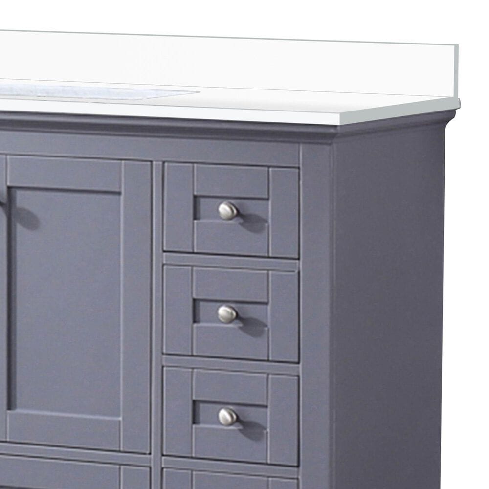 Lexora Home Dukes 84&quot; Double Bathroom Vanity in Dark grey with 2 cm White Quartz Top and Rectangular Sinks, , large