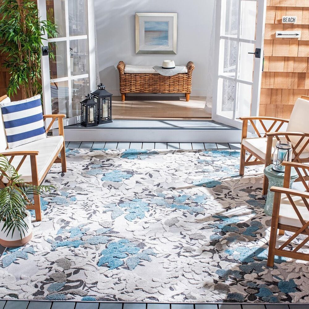 Safavieh Cabana CBN674B 8&#39; x 10&#39; Beige and Blue Indoor/Outdoor Area Performance Rug, , large