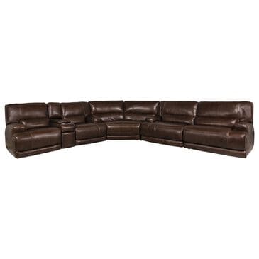 Sienna Designs 3-Piece Power Reclining Curved Sectional with Power Headrest in Brown, , large