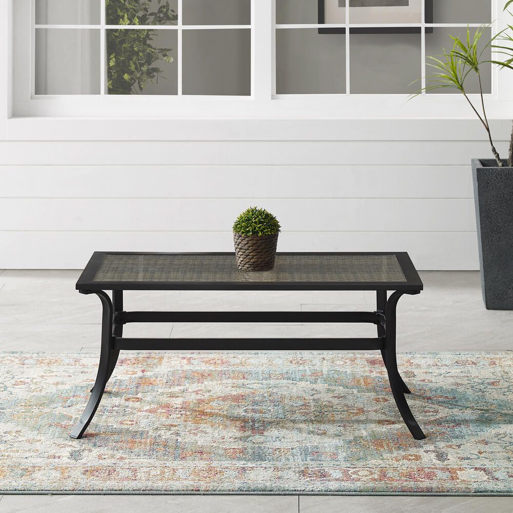 Crosley Furniture Dahlia Patio Coffee Table in Matte Black - Table Only, , large