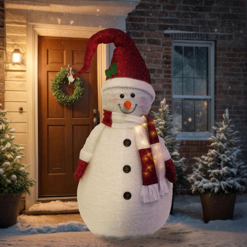 The Gerson Company 72&quot; Lighted Collapsible Snowman in Multicolor, , large