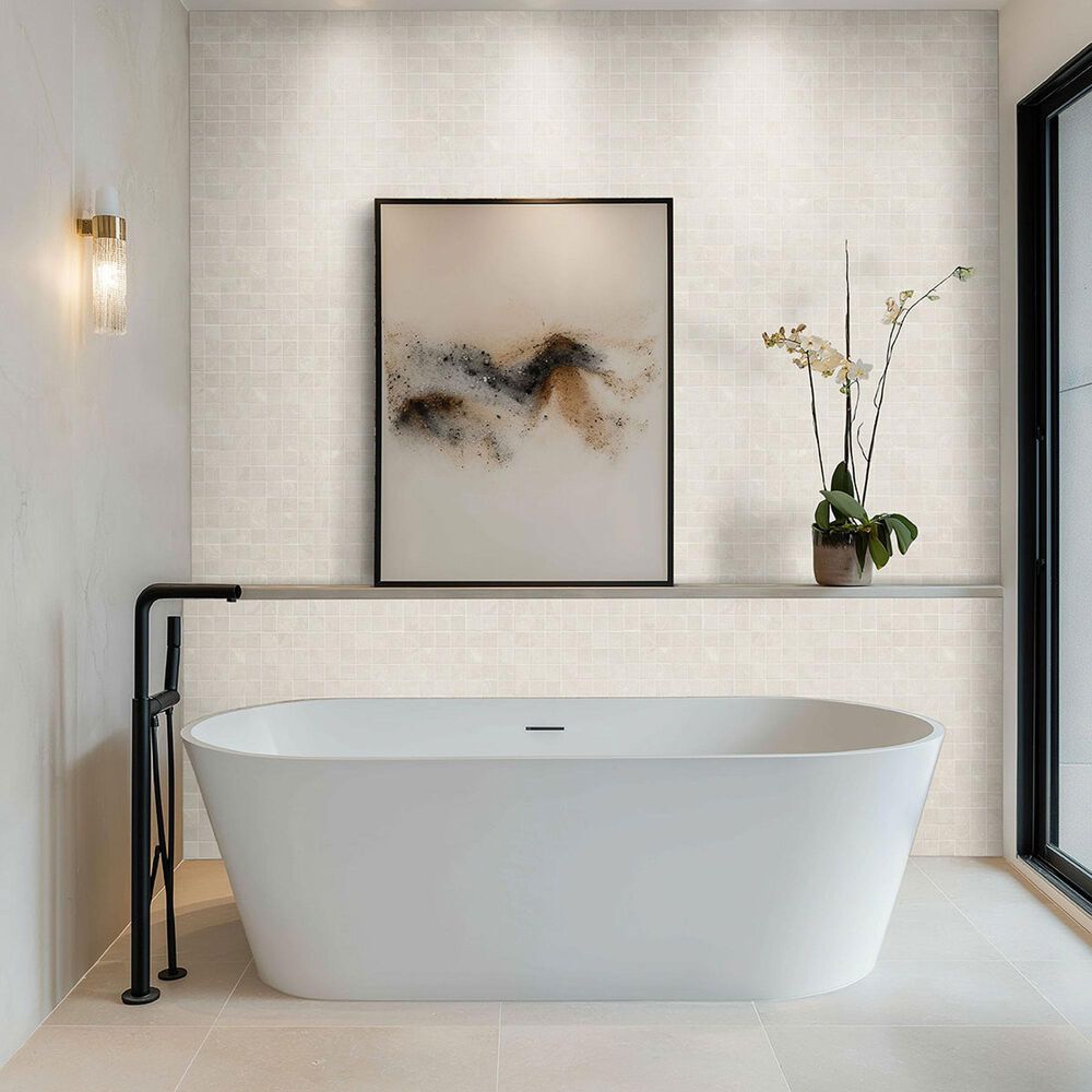 MS International Elbe Alabaster 2" x 2" Square on 12" x 12" Lappato Porcelain Mosaic Sheet, , large