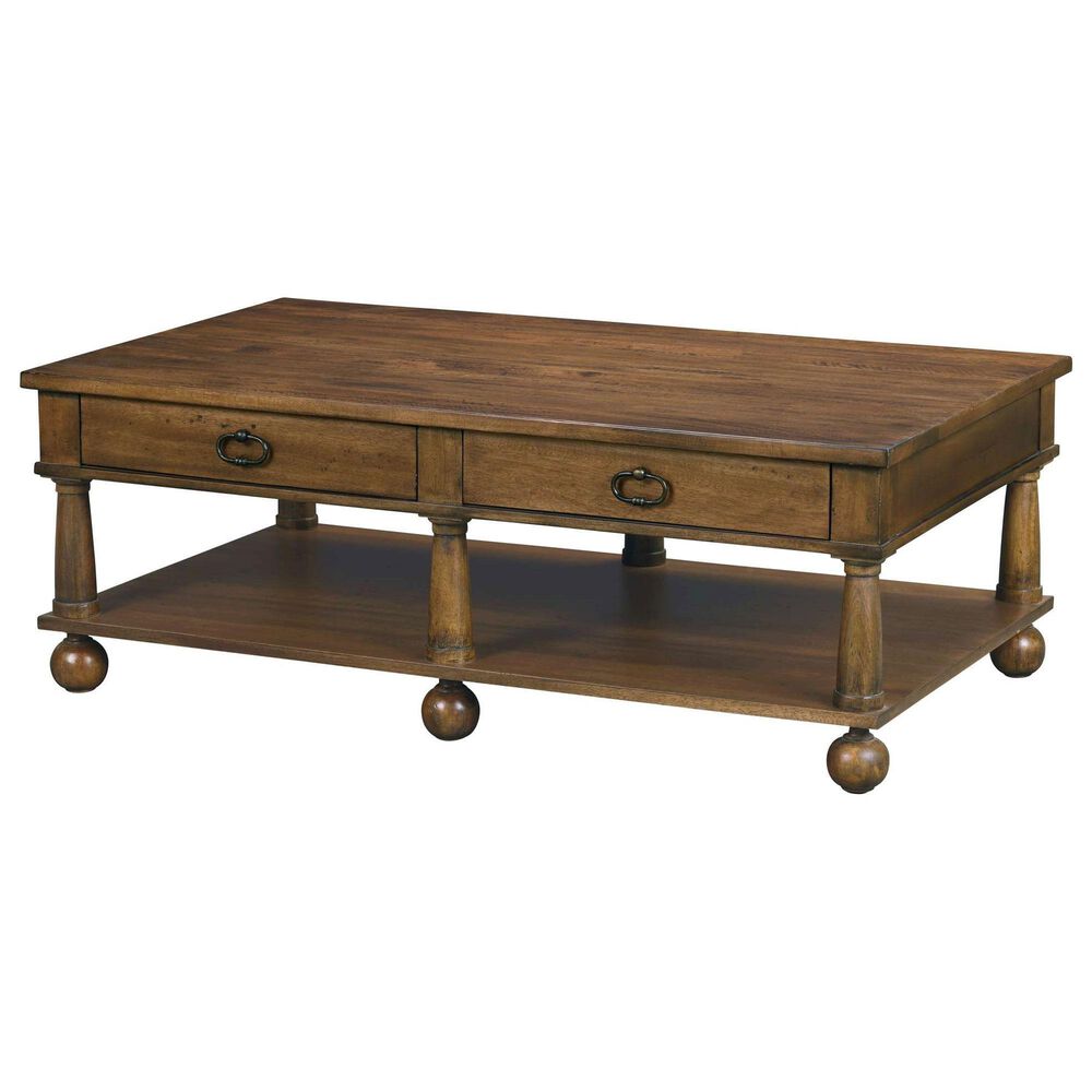 Hekman Fairfax 2-Drawer Rectangular Coffee Table in Chestnut Brown and Black, , large