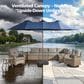 HOMLUX 2-Piece 14.5 ft Patio Umbrella with All-weather Rattan Rectangular Coffee Table Outdoor Set in Dark Blue, , large