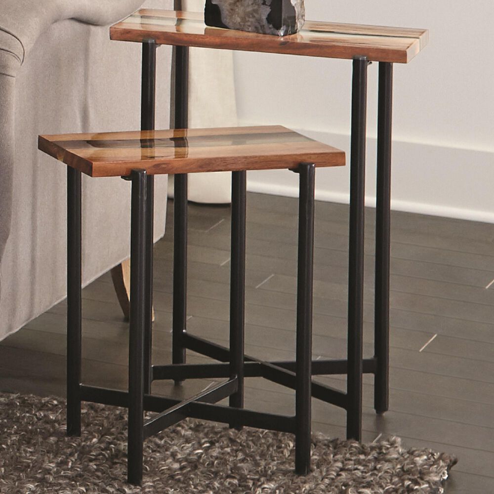 Bolton Furniture Rivers Edge 2-Piece 18" Nesting End Tables in Brown, , large