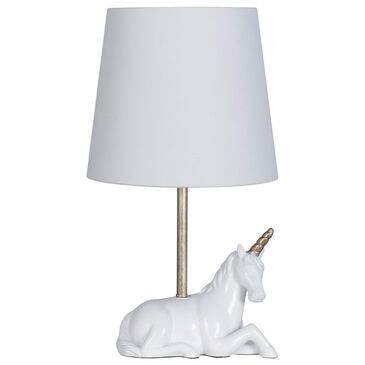 Lamps Per Se 19" Polyresin Unicorn Star Table Lamp in Glossy White and Antique Silver, , large