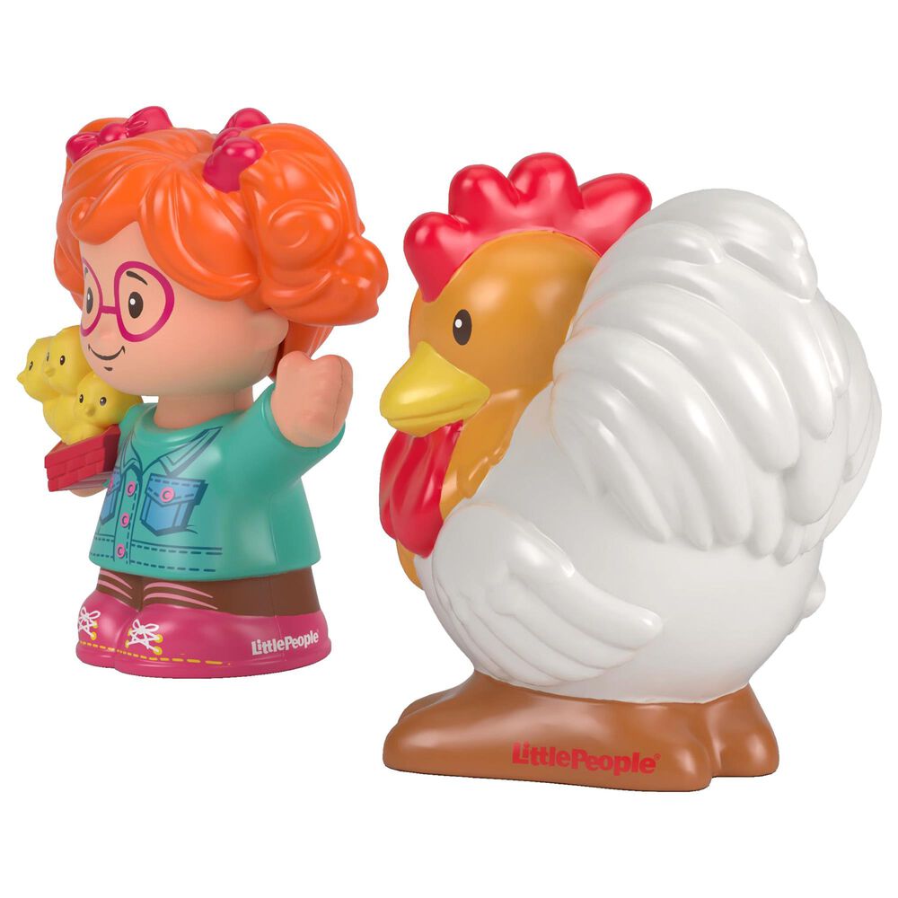 Little People Little People Sofie and Rooster Figure in White, Red, Orange, Green, Pink and Yellow, , large