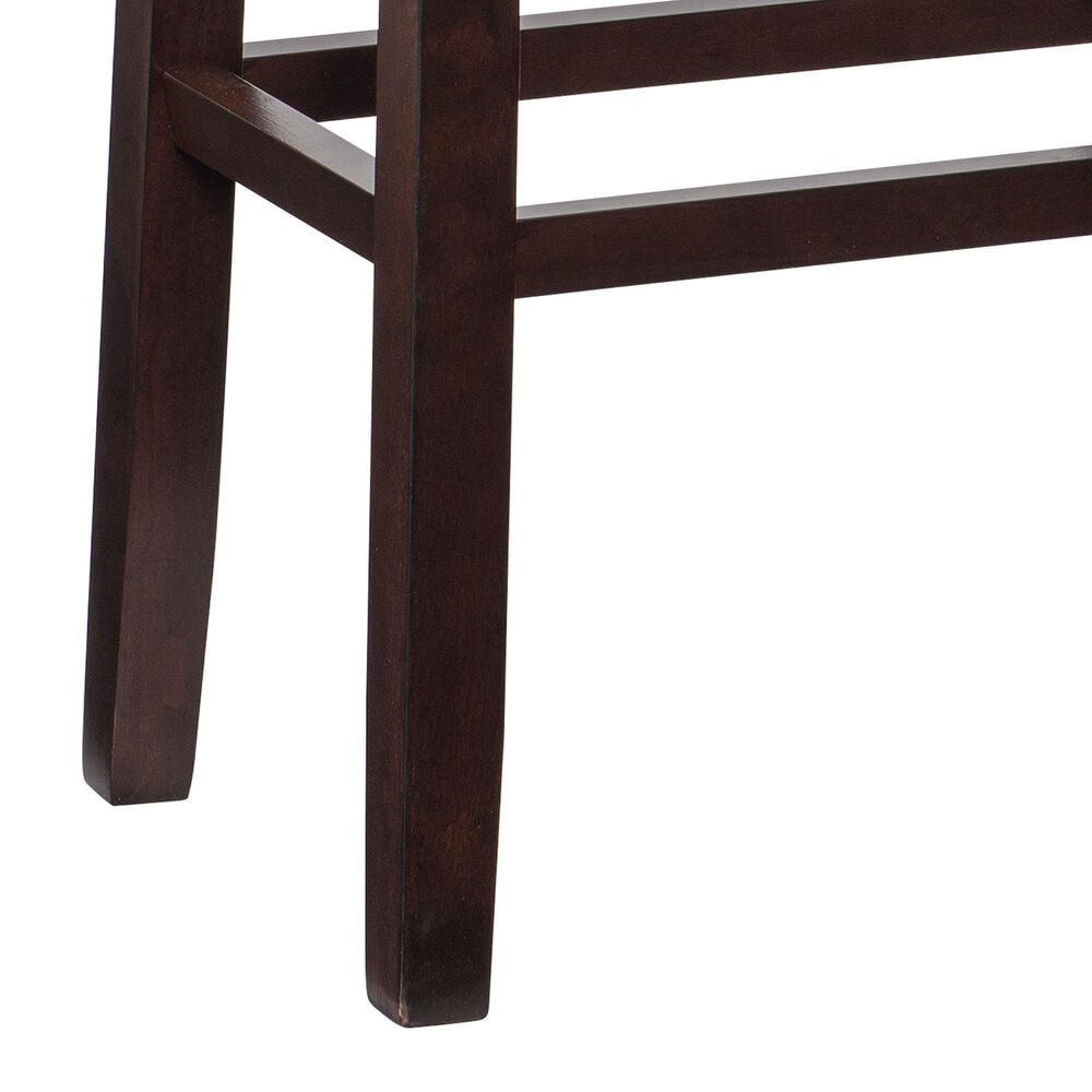 Linon Home Decor Claridge Bar Stool with Blue Cushion in Dark Brown, , large