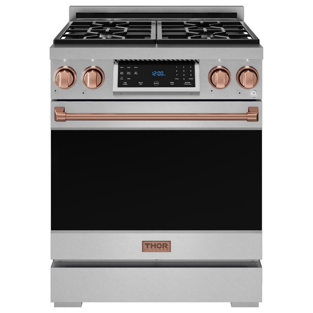 Thor Kitchen Gordon Ramsay 4.55 Cu. Ft. 30" Professional Liquid Propane Range with Rose Gold Handle Kit in Stainless Steel, , large