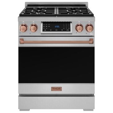 Thor Kitchen Gordon Ramsay 4.55 Cu. Ft. 30" Professional Liquid Propane Range with Rose Gold Handle Kit in Stainless Steel, , large