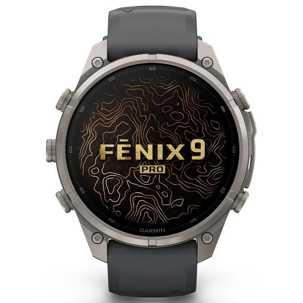 Garmin fenix 9 Pro Smartwatch 47mm Titanium with Graphite and Black Silicone Band, , large