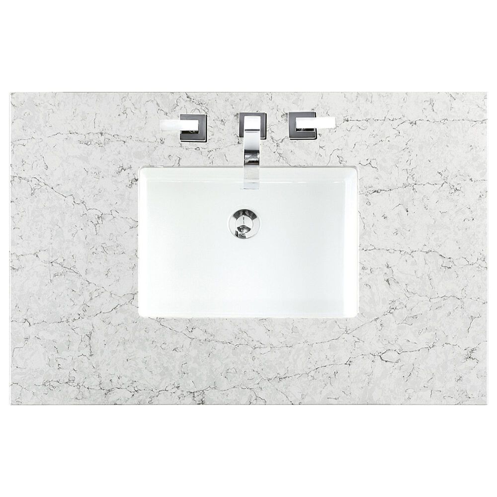 James Martin Vanities Brookfield 36&quot; Single Bathroom Vanity in Black Onyx with 3 cm Eternal Jasmine Pearl Quartz Top and Rectangular Sink, , large